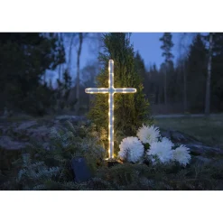 LED-valokoriste Star Trading GraveCross, 42cm, valkoinen