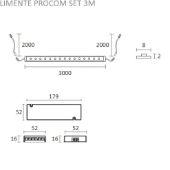 LED-valonauha + virtalähde Limente ProCom, 3m, 3000K