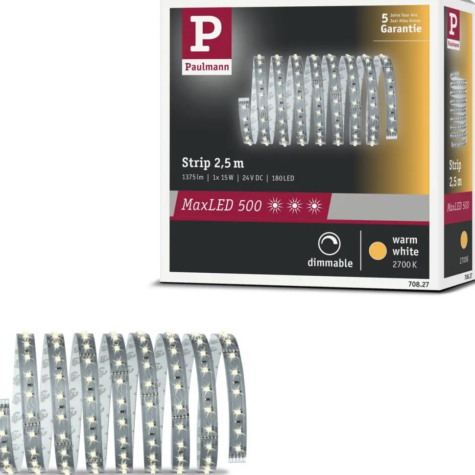 LED-valonauha Paulmann MaxLED 500, 2.5m, 15W, 550lm/m, 2700K
