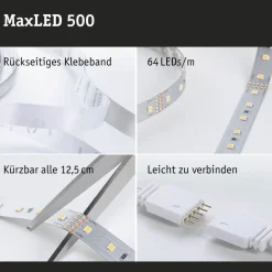 LED-valonauha Paulmann MaxLED 500, 1m, 3.6W, 550lm/m, 4000K, neutraali valkoinen