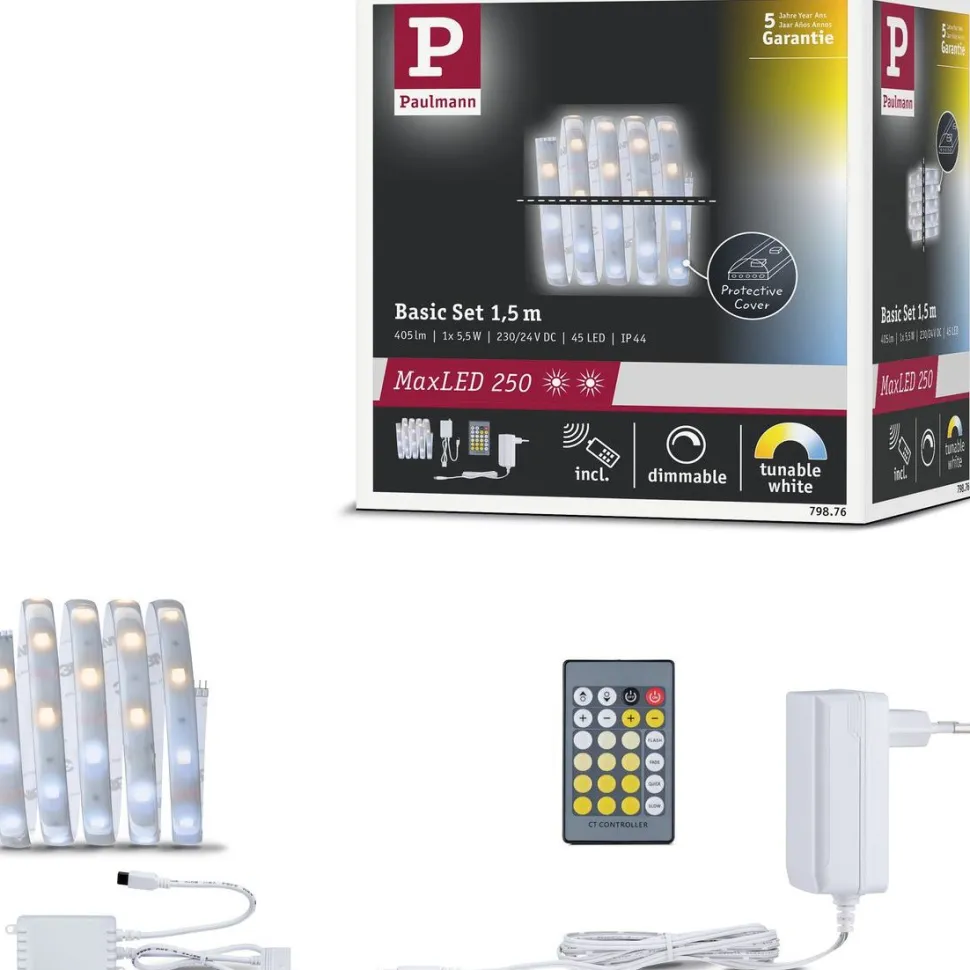 LED-valonauha Paulmann MaxLED 250, aloituspakkaus, 1.5m, IP44, 5.5W, 230lm/m, säädettävä värilämpötila, 24VA