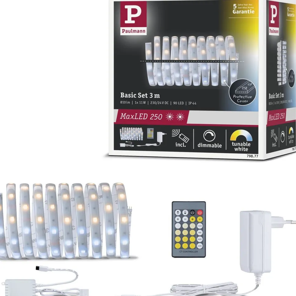 LED-valonauha Paulmann MaxLED 250, aloituspakkaus, 1.5m, IP44, 5.5W, 230lm/m, säädettävä värilämpötila, 24VA
