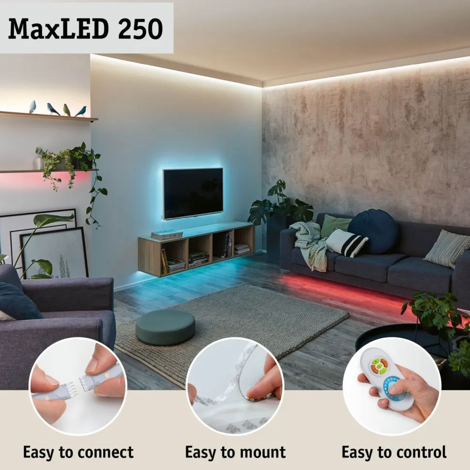 LED-valonauha Paulmann MaxLED 250, aloituspakkaus, 1.5m, IP44, 6W, 240lm/m, 2700K, 24VA