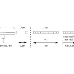 LED-valonauha Paulmann MaxLED 250, aloituspakkaus, 1.5m, IP44, 6W, 240lm/m, 2700K, 24VA