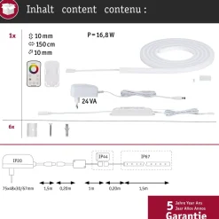 LED-valonauha Paulmann MaxLED Flow, aloituspakkaus, 1.5m, 13.5W, 270lm/m, RGB, 24VA