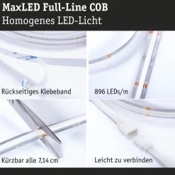 LED-valonauha Paulmann MaxLED 500, COB, 2.5m, RGBW, 15W, 530lm/m, RGBW+