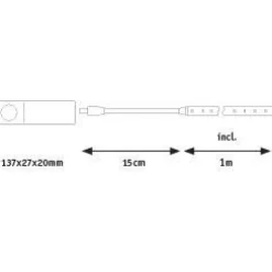 LED-valonauha Paulmann, paristokäyttöinen, 1m, 2W, 156lm/m, 3000K, liiketunnistin