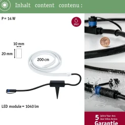 LED-valonauha Paulmann Plug & Shine Smooth, 2m, Smart Home Zigbee 3.0, IP67, RGBW+, valkoinen