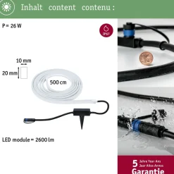 LED-valonauha Paulmann Plug & Shine Smooth, 5m, Smart Home Zigbee 3.0, IP67, RGBW+, valkoinen