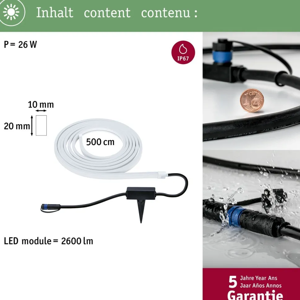LED-valonauha Paulmann Plug & Shine Smooth, 5m, Smart Home Zigbee 3.0, IP67, RGBW+, valkoinen
