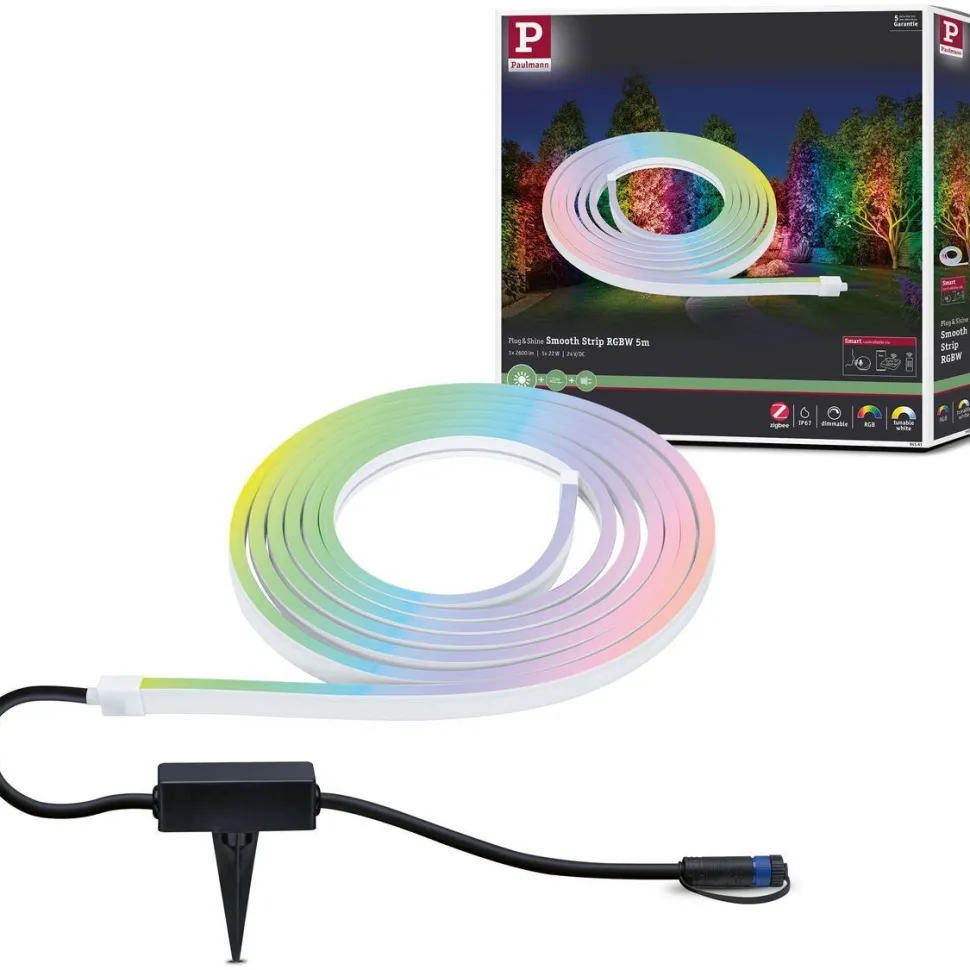 LED-valonauha Paulmann Plug & Shine Smooth, 5m, Smart Home Zigbee 3.0, IP67, RGBW+, valkoinen