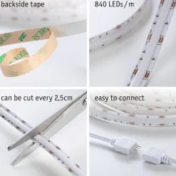 LED-valonauha Paulmann SimpLED Full-Line COB, 1,5m, 12W, 330lm/m, 840LEDs/m, RGB, 24VA