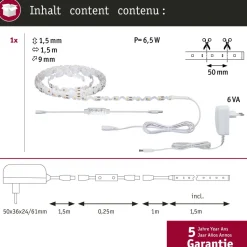 LED-valonauha Paulmann FlexLED 3D, 1.5m, 5W, 310lm/m, 3000K, 6VA