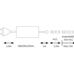 LED-valonauha Paulmann MaxLED 1000, aloituspakkaus, 1.5m, IP44, 18W, 880lm/m, 2700K, 36VA