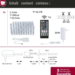 LED-valonauha Paulmann MaxLED 250, aloituspakkaus, 1.5m, IP44, 10W, 230lm/m RGBW+, 24VA