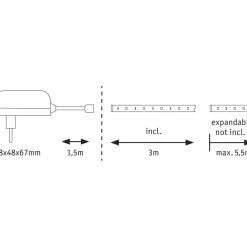 LED-valonauha Paulmann MaxLED 250, aloituspakkaus, 3m, 12W, 300lm/m, 2700K, 24VA