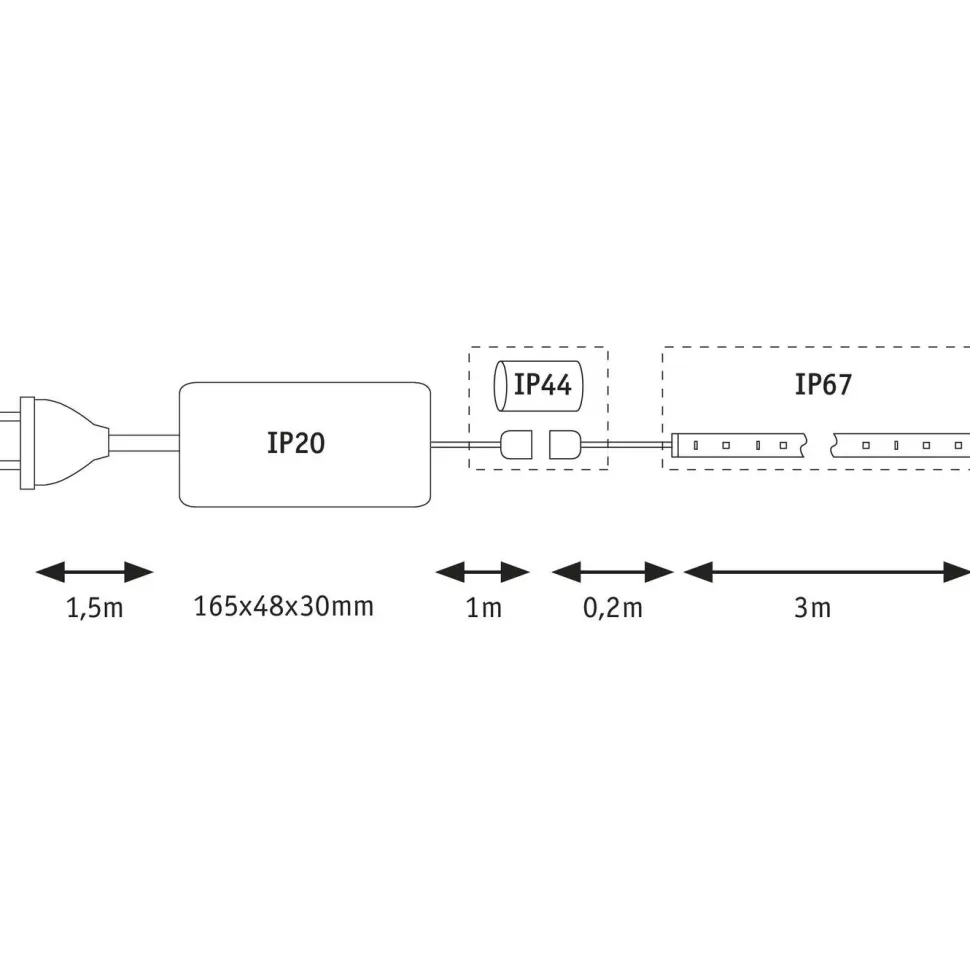 LED-valonauha Paulmann MaxLED Flow, aloituspakkaus, 3m, 38W, 750lm/m, 2700K, 50VA