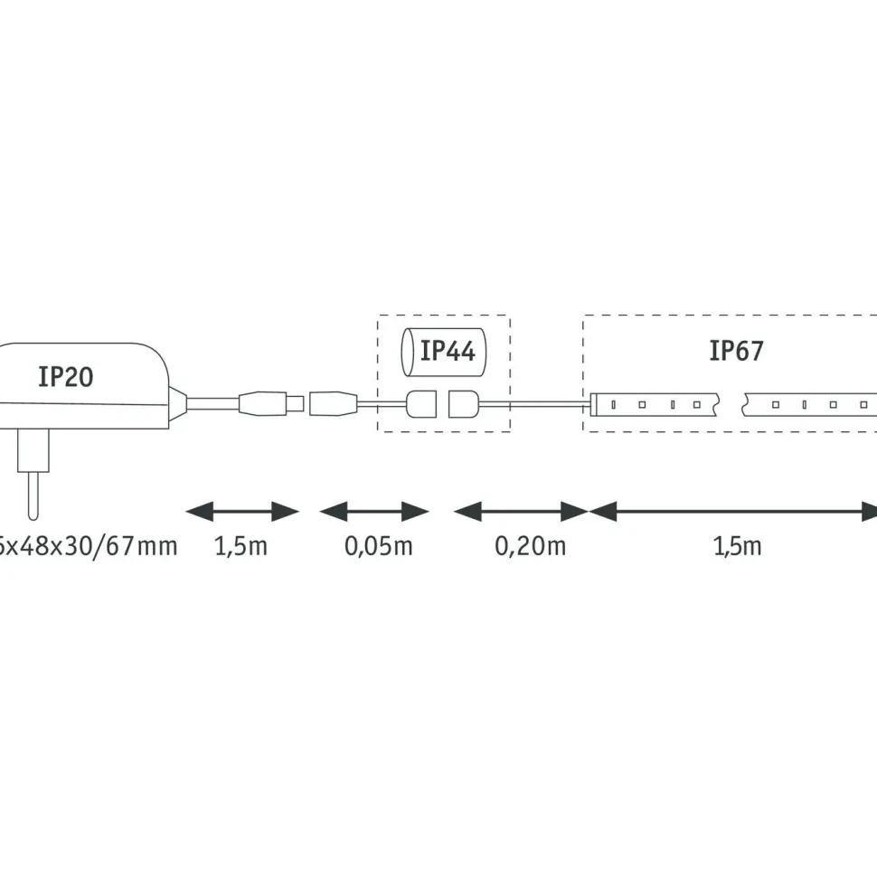LED-valonauha Paulmann MaxLED Flow, aloituspakkaus, 1.5m, 22.2W, 750lm/m, 2700K, 24VA