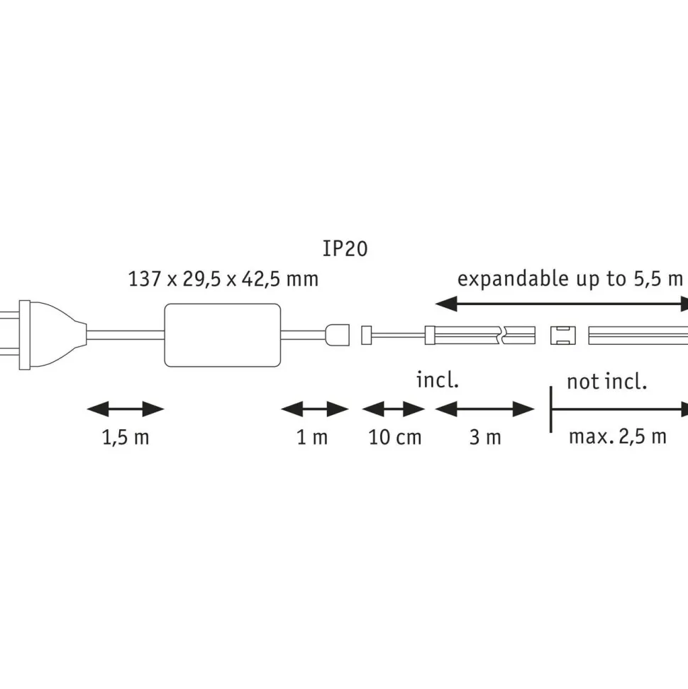 LED-valonauha Paulmann MaxLED Full-Line COB 500, aloituspakkaus, 3m, 19W, 500lm/m, 480LEDs/m, 2700K, 36VA