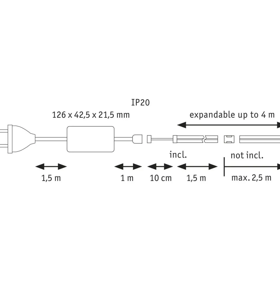 LED-valonauha Paulmann MaxLED Full-Line COB 500, aloituspakkaus, 1.5m, 10W, 500lm/m, 480LEDs/m, 2700K, 25VA