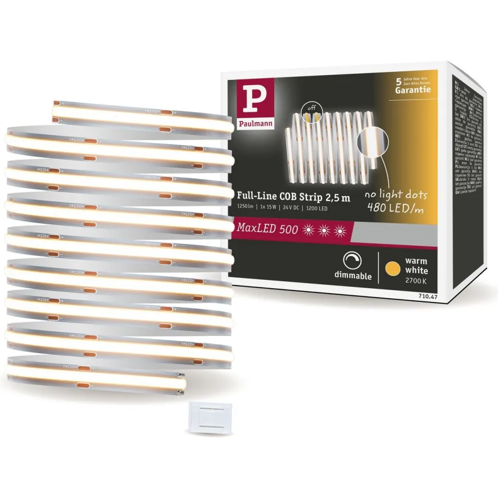 LED-valonauha Paulmann MaxLED Full-Line COB 500, 2.5m, 15W, 500lm/m, 480LEDs/m, 2700K