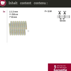 LED-valonauha Paulmann MaxLED 500 Full-Line COB, 2.5m, 13W, 600lm/m, 640LEDs/m, säädettävä värilämpötila