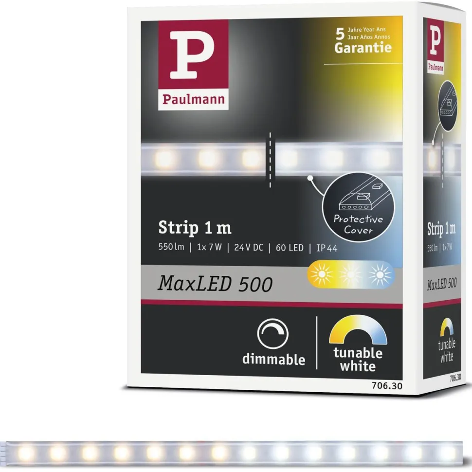 LED-valonauha Paulmann MaxLED 500, 1m, IP44, 7W, 470lm/m, säädettävä värilämpötila