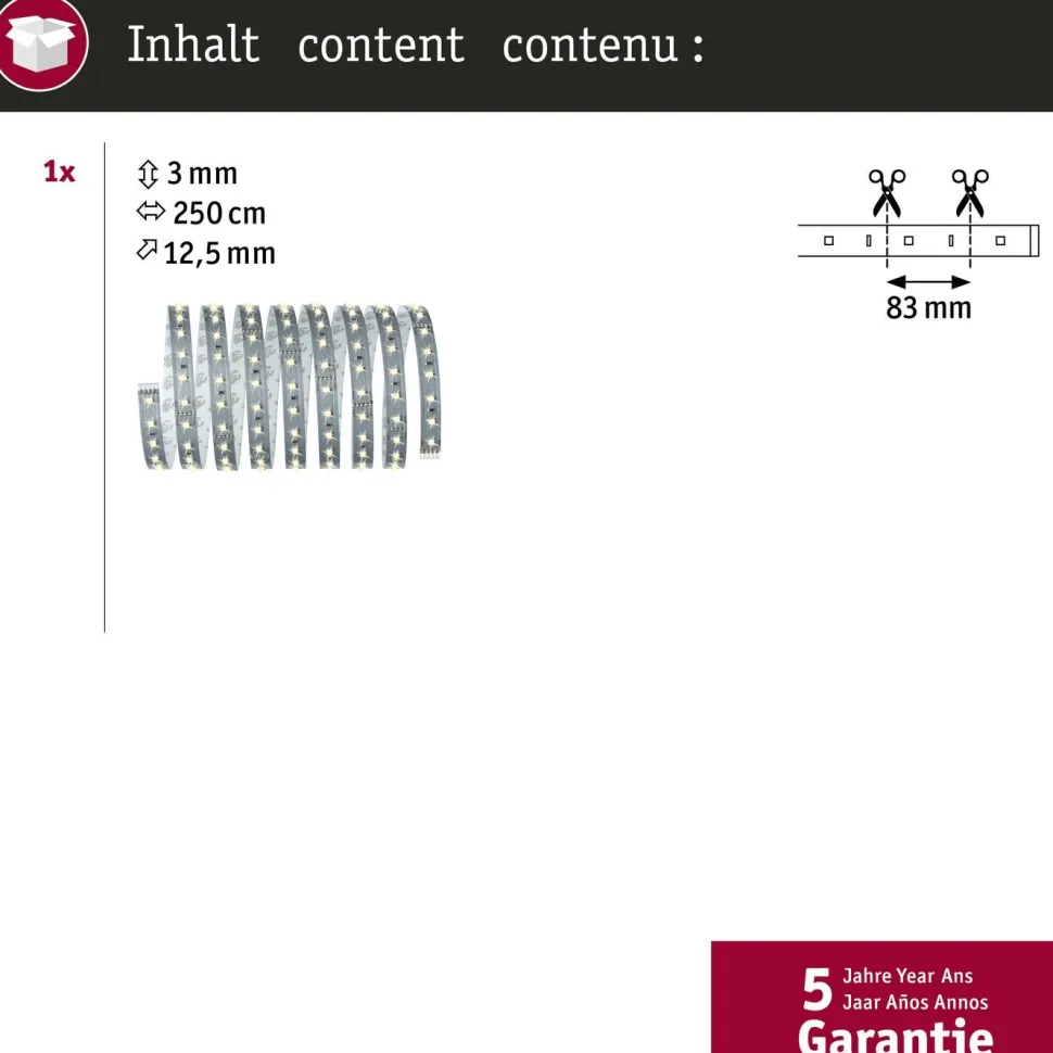LED-valonauha Paulmann MaxLED 500, 2.5m, 15W, 550lm/m, 6500K