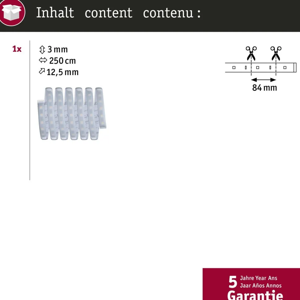 LED-valonauha Paulmann MaxLED 1000, RGBW, 2.5m, IP44, 28W, 1000lm/m, 72LED/m