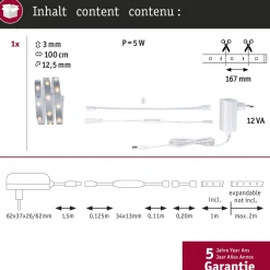 LED-valonauha Paulmann MaxLED 250 Shelf Comfort, aloituspakkaus, 1m, 4W, 300lm/m, 30LEDs/m, 2700K, 12VA