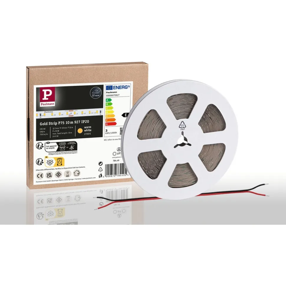 LED-valonauha Paulmann ProStrip Gold, P75 927 10m 55W 750lm/m 96LEDs/m 2700K