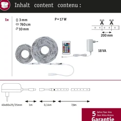 LED-valonauha Paulmann SimpLED, 7.6m, 15W, 65lm/m, RGB, 18VA