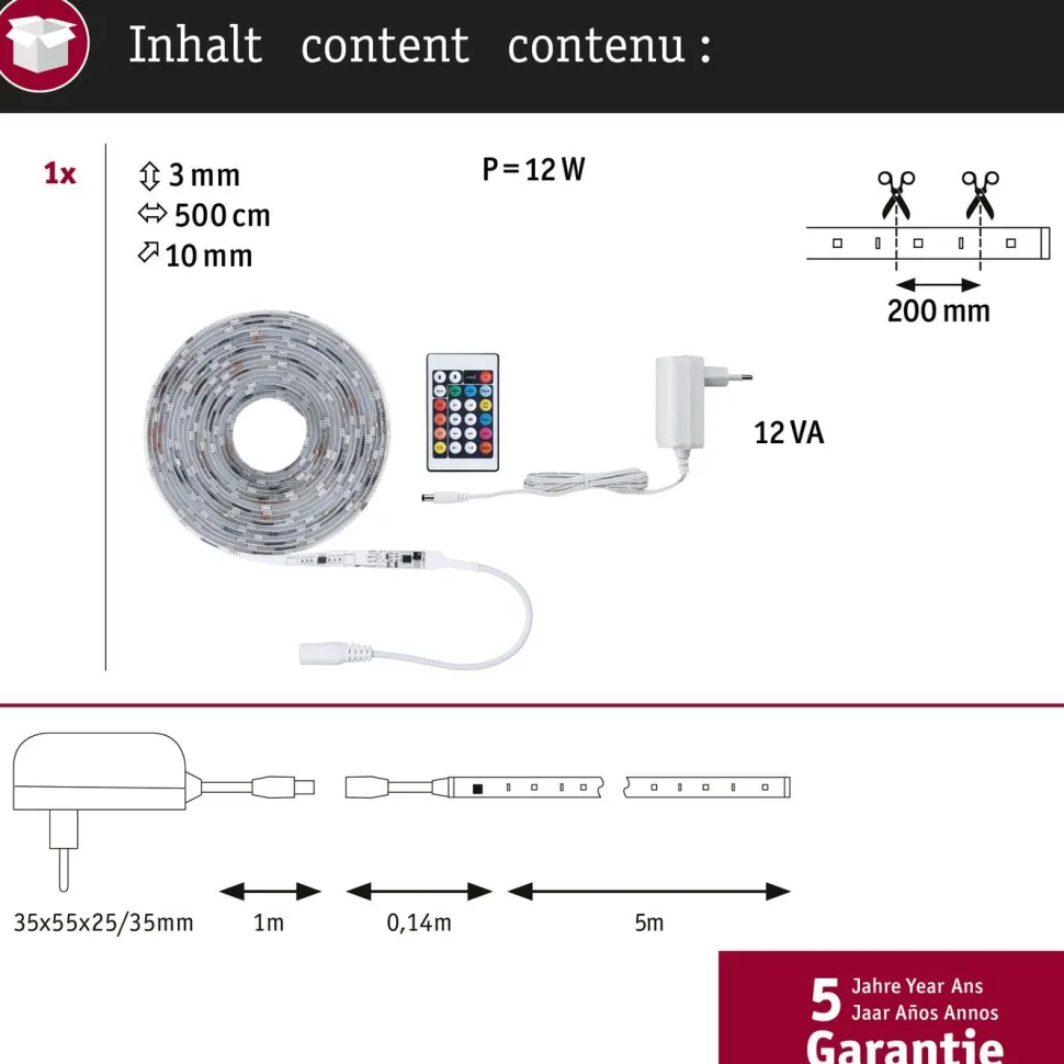 LED-valonauha Paulmann SimpLED, 5m, 10W, 64lm/m, RGB, 12VA