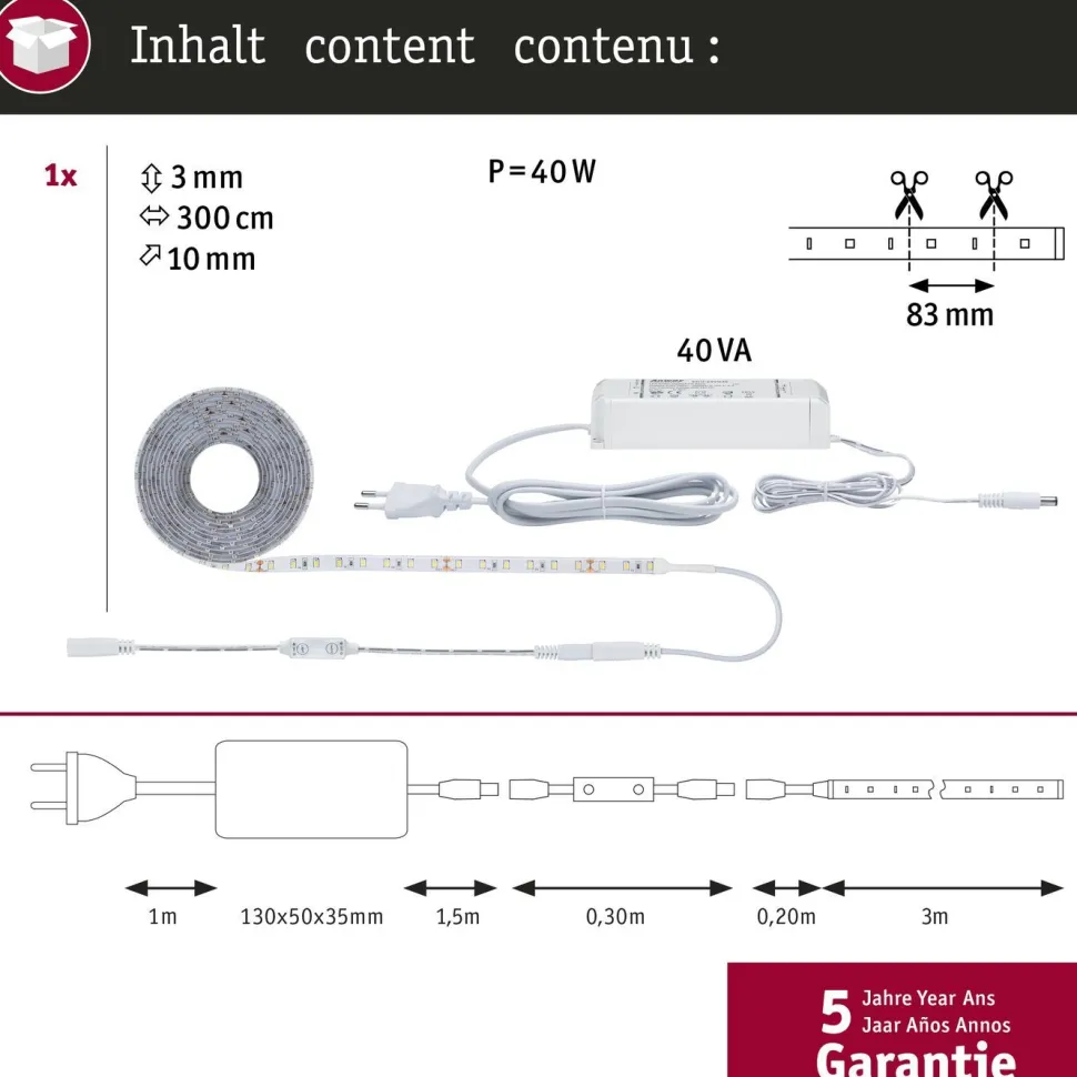LED-valonauha Paulmann SimpLED Power, 1.5m, 17W, 1060lm/m, 4000K, 24VA
