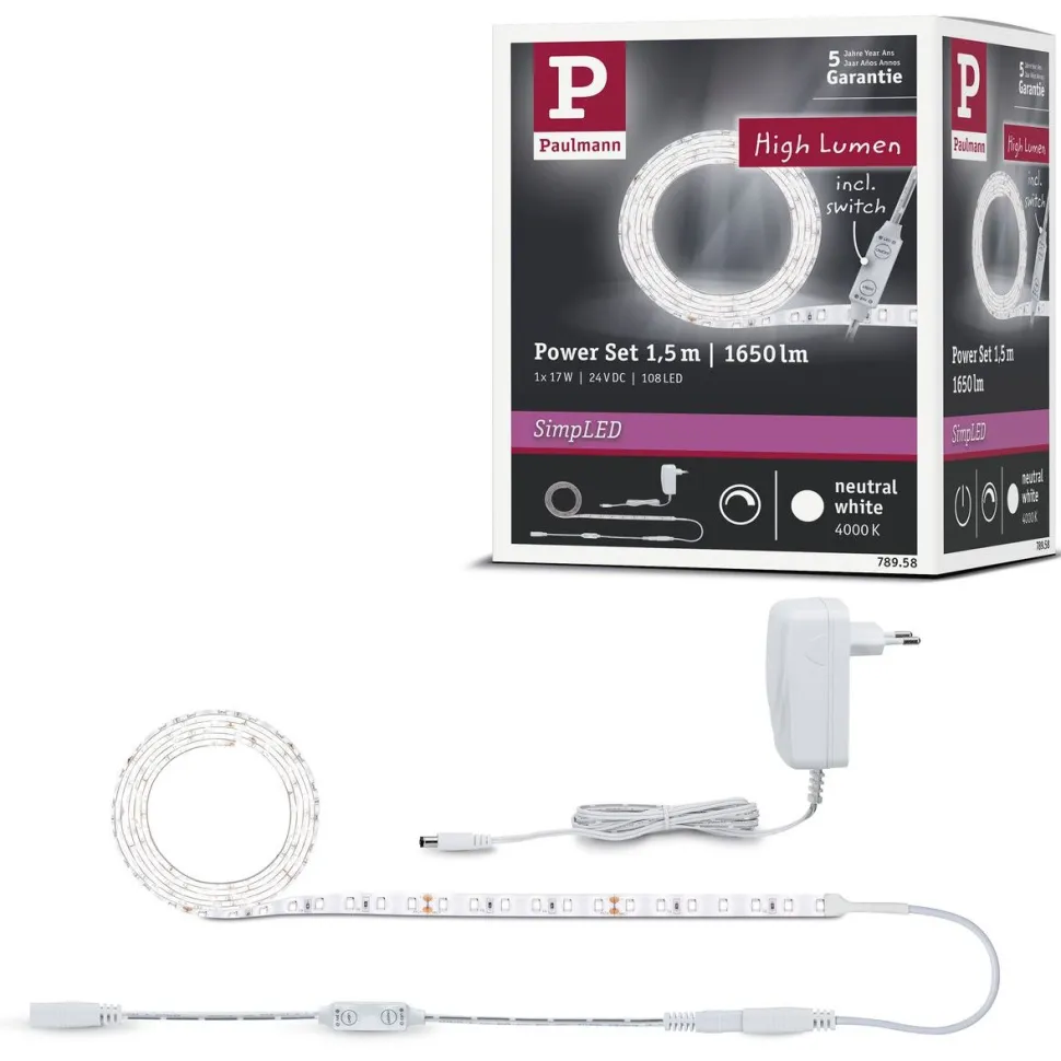 LED-valonauha Paulmann SimpLED Power, 1.5m, 17W, 1060lm/m, 4000K, 24VA