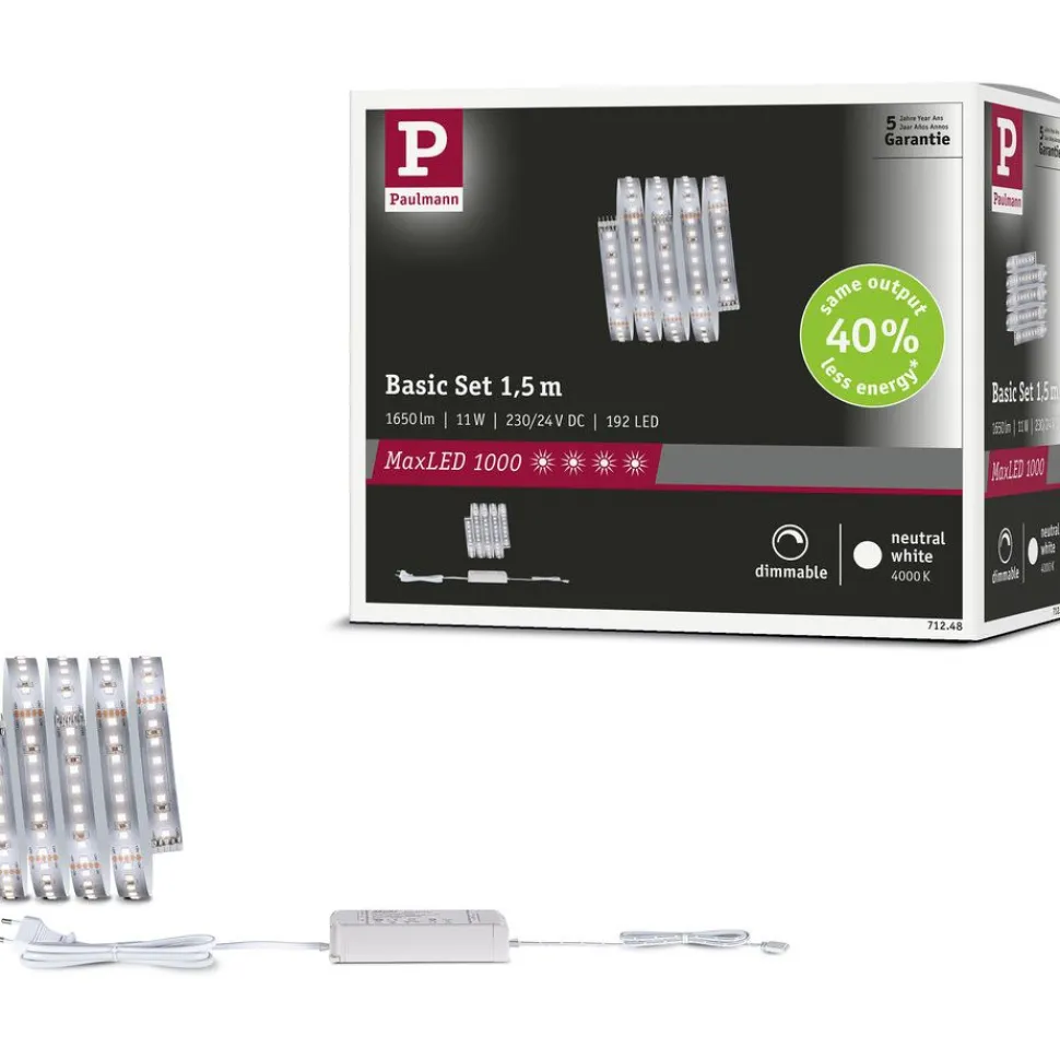 LED-valonauhasetti Paulmann MaxLED 1000, 1.5m, 11W, 1100lm/m, 4000K, 30VA, neutraali valkoinen