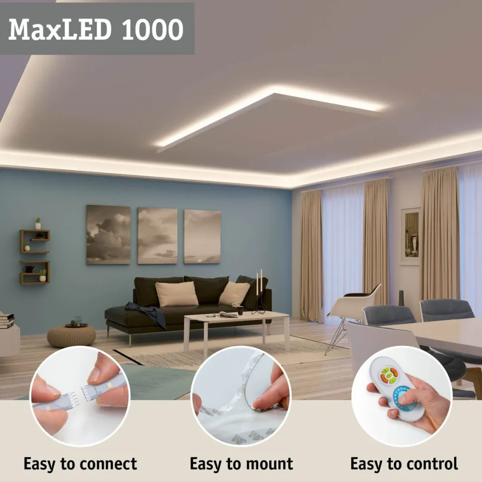 LED-valonauhasetti Paulmann MaxLED 1000, COB, 1.5m, 17W, 1038lm/m, RGBW+, 48VA