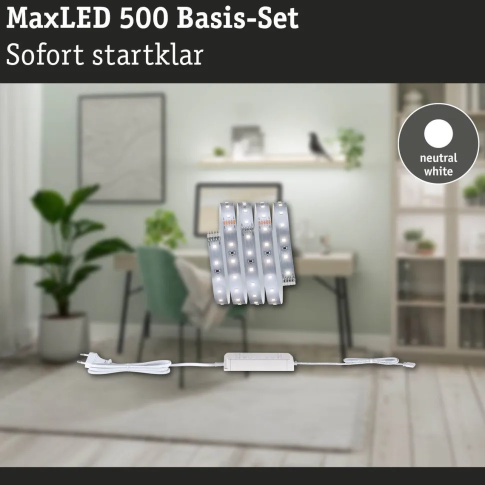 LED-valonauhasetti Paulmann MaxLED 500, 1.5m, 5.5W, 550lm/m, 4000K, 20VA, neutraali valkoinen