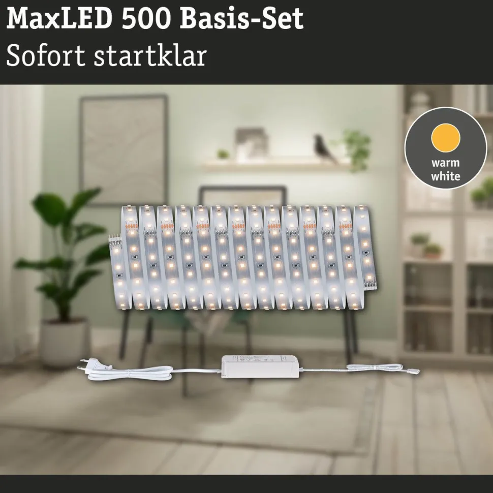 LED-valonauhasetti Paulmann MaxLED 500, 1.5m, 5.5W, 550lm/m, 4000K, 20VA, neutraali valkoinen