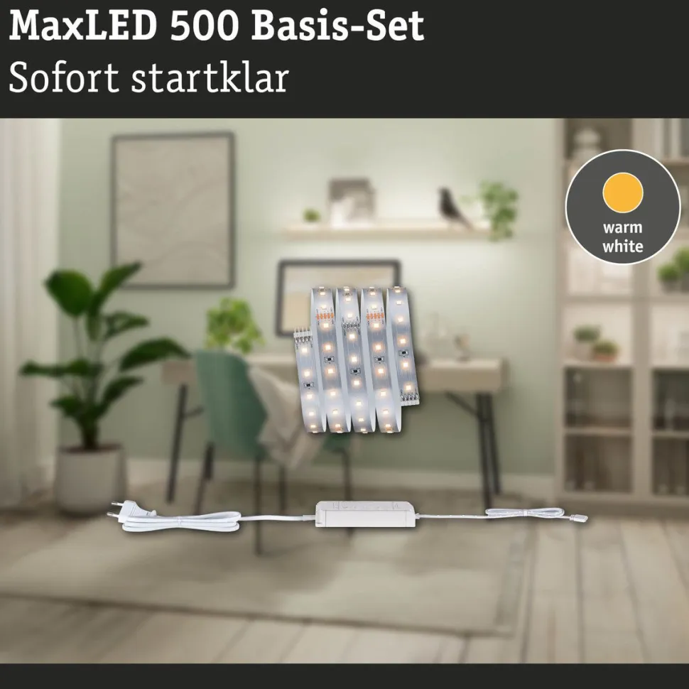 LED-valonauhasetti Paulmann MaxLED 500, 1.5m, 5.5W, 550lm/m, 4000K, 20VA, neutraali valkoinen