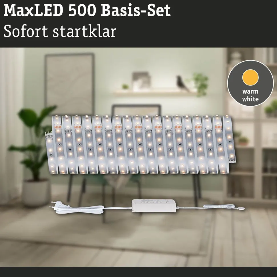 LED-valonauhasetti Paulmann MaxLED 500, 1.5m, 5.5W, 550lm/m, 4000K, 20VA, neutraali valkoinen
