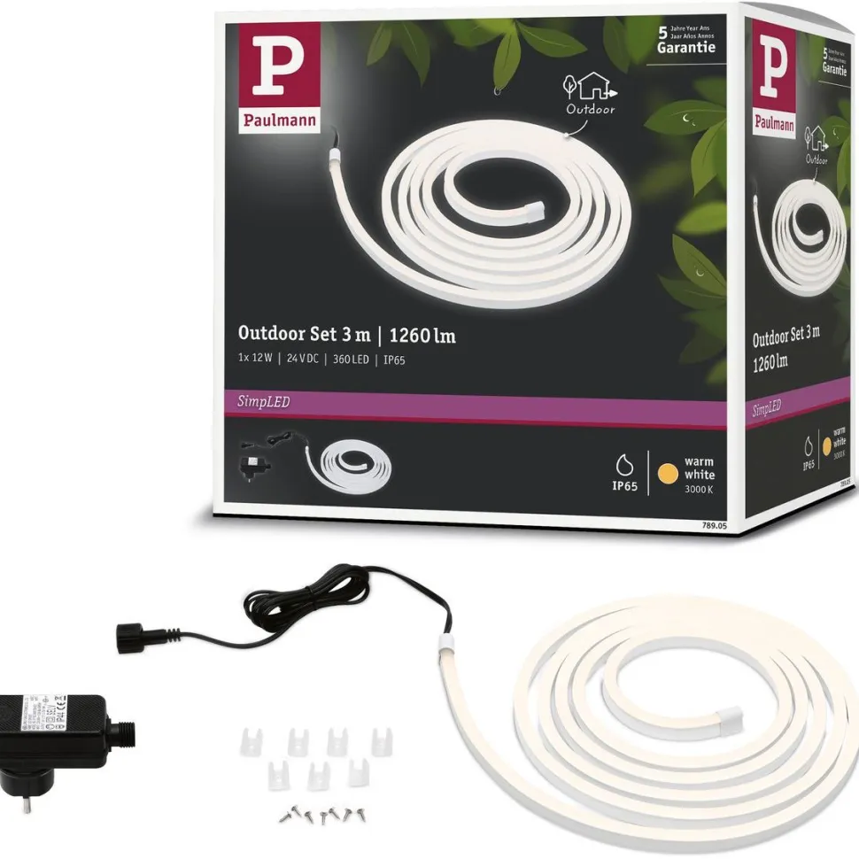 LED-valonauha ulkokäyttöön Paulmann SimpLED, 3m, IP65, 12W, 200lm/m, 3000K, 18VA