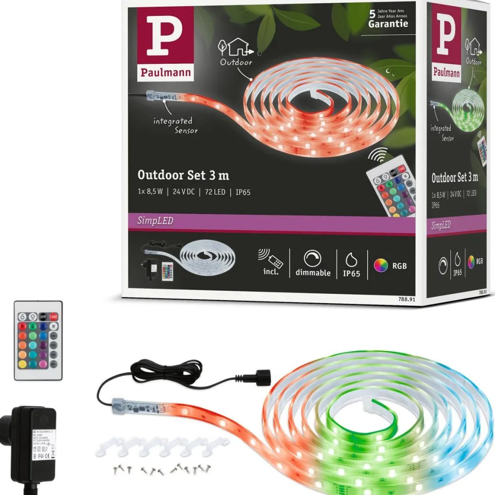 LED-valonauha ulkokäyttöön Paulmann SimpLED, 3m, IP65, 8,5W, 52lm/m, 24LEDs/m, RGB