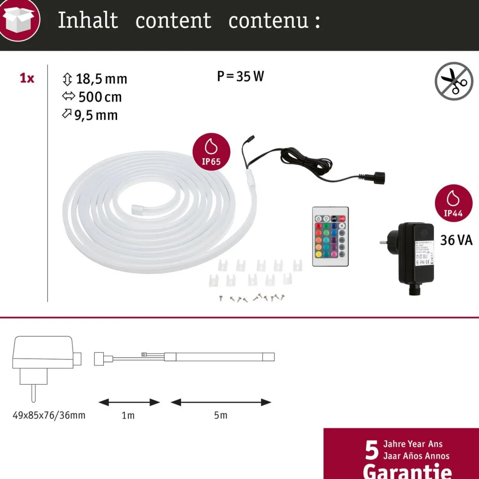 LED-valonauha ulkokäyttöön Paulmann SimpLED, 5m, IP65, 30W, 36lm/m, 72LEDs/m, RGB