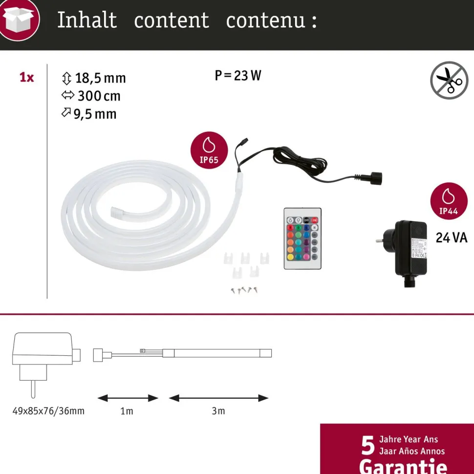 LED-valonauha ulkokäyttöön Paulmann SimpLED, 3m, IP65, 19.5W, 38lm/m, 72LEDs/m, RGB