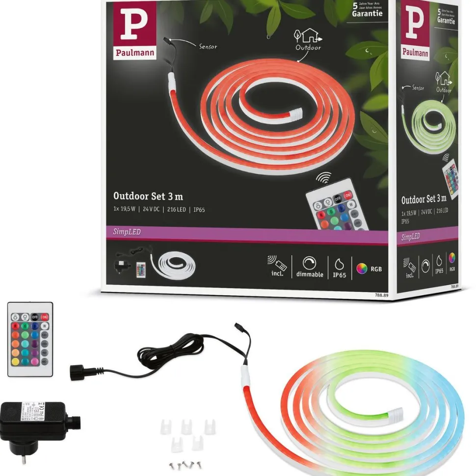 LED-valonauha ulkokäyttöön Paulmann SimpLED, 3m, IP65, 19.5W, 38lm/m, 72LEDs/m, RGB