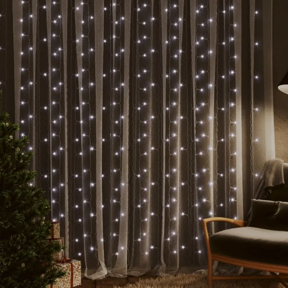 LED-valonauhaverho keijuvalot 3x3m 300xLED sininen 8 toimintoa