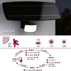 LED-valonheitin aurinkokennolla Paulmann Solar Flotas, hämäräohjattu liiketunnistin (HF), IP65, 3000K, 700lm, antrasiitti