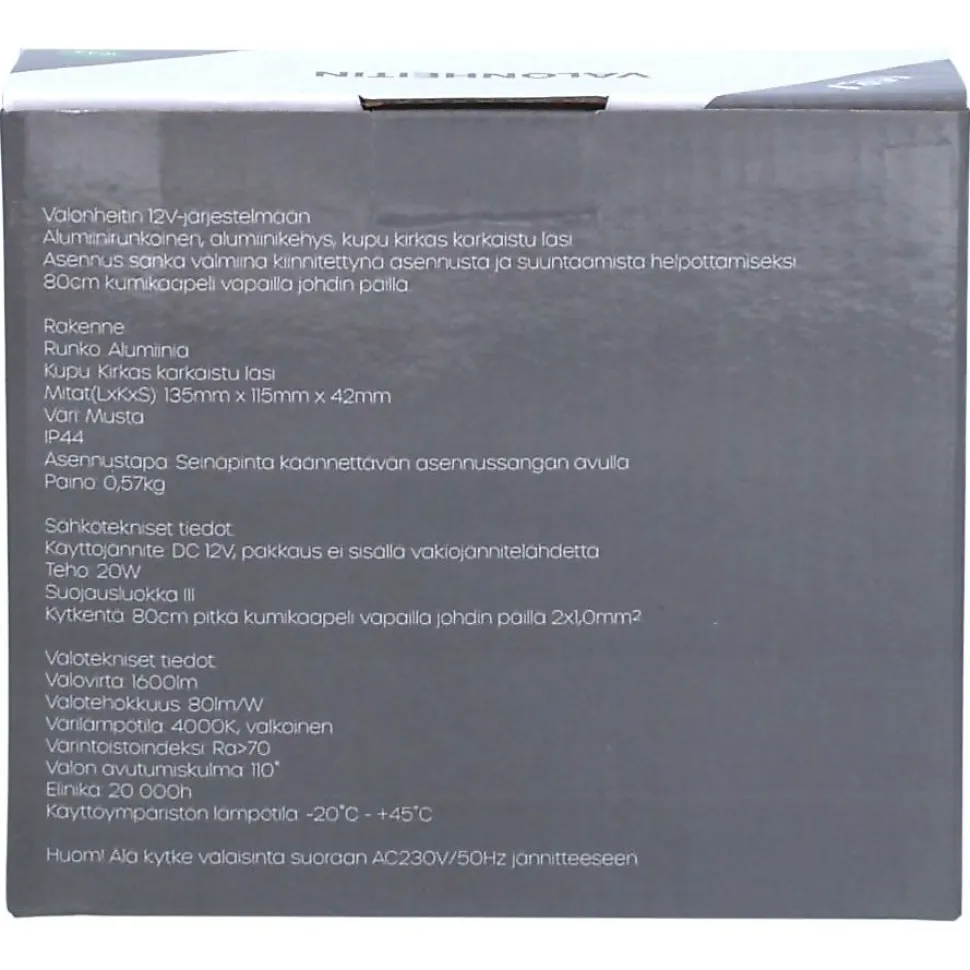 LED-valonheitin LED Energie 20 W 12 V 1600 lm 4000 K IP44 0,8 m kumikaapeli
