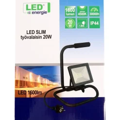 LED-valonheitin Led Energie Slim, 20W, S-jalustalla, 2000lm, 4500K, IP44